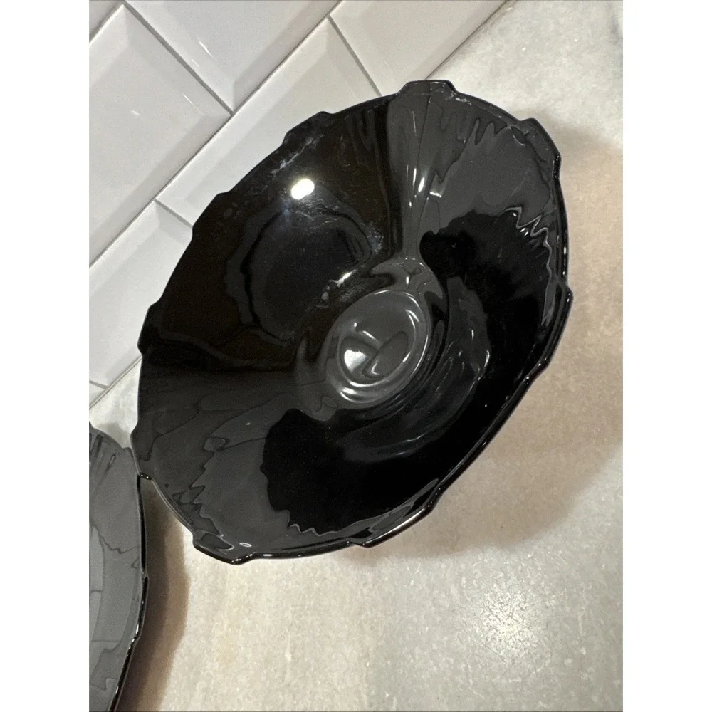 Art Deco 1930's Black Amethyst Serving Bowl And Platter Imperial GlassCo OLA0022